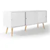 Image de Buffet bas scandinave 135 cm effie 3 portes bois blanc