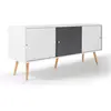 Image de Buffet Bas Scandinave 135 Cm Effie 3 Portes Bois Blanc Et Gris