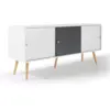 Image de Buffet bas scandinave 135 cm effie 3 portes bois blanc et gris