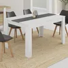 Image de Table à manger rectangle fixe - IDMARKET - GEORGIA - Blanc et gris - 6 personnes - 140 cm