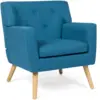 Image de Fauteuil Scandinave Liv En Tissu Bleu Canard