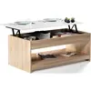 Image de Table Basse Plateau Relevable Rectangulaire Soa Bois Imitation Hêtre Plateau Blanc