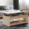 Image de IDMARKET Table basse plateau relevable rectangulaire SOA bois imitation hêtre plateau blanc