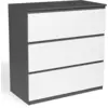 Image de Commode 3 Tiroirs Tomi 78 Cm Bois Gris Et Blanc