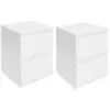 Image de Lot De 2 Tables De Chevet Tomi 2 Tiroirs Bois Blanc