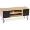 Image de Meuble Tv 113 Cm Vintage Noemi Pied Épingle Bois Portes Noires