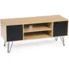 Image de Meuble tv 113 cm vintage noemi pied épingle bois portes noires