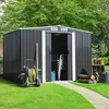Image de IDMARKET Abri de jardin 53 M² gris en acier galvanisé avec base