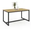Image de Table À Manger Rectangle Detroit 8 Personnes Design Industriel 150 Cm