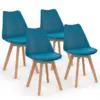 Image de Lot de 4 chaises scandinaves sara bleu canard pour salle à manger