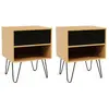 Image de Lot De 2 Tables De Chevet Noemi 1 Tiroir Avec Niche Bois Pied Épingle