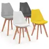 Image de Lot de 4 chaises scandinaves sara mix color gris foncé, gris clair, blanc et jaune