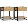 Image de Lot De 2 Tables De Chevet Detroit 1 Tiroir Avec Tablette Bois Et Métal Noir Design Industriel