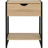 Image de Lot de 2 tables de chevet detroit 1 tiroir avec tablette bois et métal noir design industriel