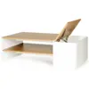 Image de Table Basse Bar Contemporaine Rectangulaire Izia Avec Coffre Blanc Et Plateaux Bois