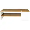 Image de Table basse bar contemporaine rectangulaire izia avec coffre blanc et plateaux bois