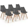 Image de Lot De 6 Chaises Scandinaves Sara Gris Foncé Pour Salle À Manger