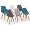 Image de Lot De 6 Chaises Scandinaves Sara Mix Color Blanc, Gris Clair, Bleu Canard X2, Gris Foncé X2