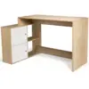Image de Bureau D'angle En Forme De L Bob Avec Portes Façon Hêtre Et Blanc
