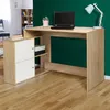 Image de IDMARKET Bureau dangle en forme de L BOB avec portes façon hêtre et blanc