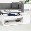 Image de IDMARKET Table basse plateau relevable rectangulaire ELEA avec coffre bois blanc