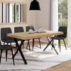 Image de Table à manger rectangle fixe - IDMARKET - ALMA - Bois et noir - 6 personnes - 160 cm