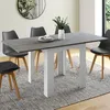Image de Table à manger rectangle extensible - IDMARKET - DONA - Blanc et béton - 4-8 personnes - 80-160 cm