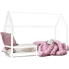 Image de Lit Cabane Enfant 90 X 190 Cm Nessi Blanc Avec Sommier Et Barrières