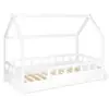 Image de Lit Cabane Enfant 80 X 160 Cm Neree Blanc Avec Sommier Et Barrières