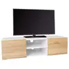 Image de Meuble tv 113 cm eli bois façon hêtre portes blanches