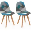 Image de Lot de 2 chaises scandinaves sara motifs patchworks bleus