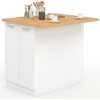 Image de Ilot Central Ivo 100 Cm Blanc Avec Plan De Travail Façon Hêtre