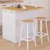 Image de IDMARKET Ilot central IVO 100 cm blanc avec plan de travail façon hêtre