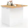 Image de Ilot central ivo 100 cm blanc avec plan de travail façon hêtre