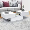 Image de IDMARKET Table basse coulissante rectangulaire MARTA bois blanc