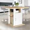 Image de IDMARKET Ilot central UGO 110 cm bois blanc et imitation hêtre avec rangements