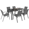 Image de Salon De Jardin Madrid Table 150 Cm Et 6 Chaises Empilables Gris Anthracite