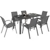 Image de Ensemble table et chaises de jardin madrid table 150 cm et 6 chaises empilables gris anthracite