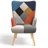Image de Fauteuil Scandinave Ivar En Tissu Patchwork Multicouleurs Et Imprimé Pied De Poule