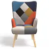 Image de Fauteuil scandinave ivar en tissu patchwork multicouleurs et imprimé pied de poule