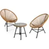 Image de Salon de jardin izmir table et 2 fauteuils oeuf cordage effet rotin