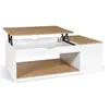 Image de Table Basse Plateau Relevable Rectangulaire Elea Avec Coffre Bois Blanc Et Façon Hêtre