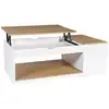 Image de Table basse plateau relevable rectangulaire elea avec coffre bois blanc et façon hêtre