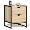 Image de Lot de 2 tables de chevet detroit 2 tiroirs bois et métal noir design industriel