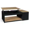 Image de Table Basse Plateau Relevable Rectangulaire Elea Avec Coffre Bois Noir Et Façon Hêtre