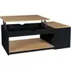 Image de Table basse plateau relevable rectangulaire elea avec coffre bois noir et façon hêtre