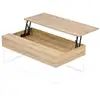 Image de Table basse plateau relevable rectangulaire detroit bois et métal blanc design industriel