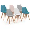 Image de Lot De 6 Chaises Scandinaves Sara Mix Color Pastel Rose, Blanc, Gris Clair X2, Bleu X2