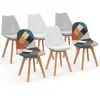 Image de Lot De 6 Chaises Scandinaves Sara Blanc X2, Gris Clair X2 Et Patchworks Multi-couleurs