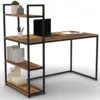 Image de Bureau Bibliothèque Hawkins Plateau Bois Foncé Design Industriel
